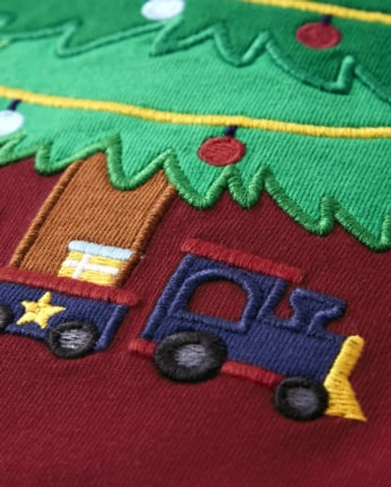 Boys Embroidered Christmas Tree Top - Ho