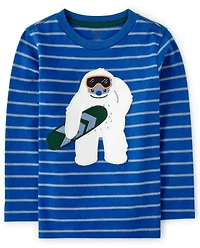 Boys Yeti Striped Top - Polar Party