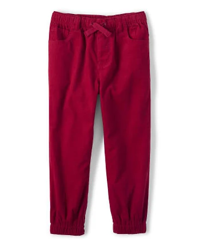 Boys Corduroy Pull On Jogger Pants - Reindeer Cheer