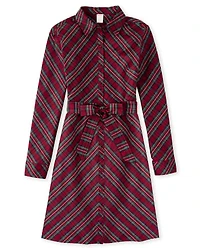 Womens Plaid Shirt Dress - Family Celebrations Red