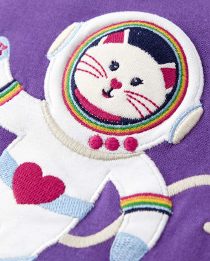 Girls Embroidered Astronaut Top - Comet Club