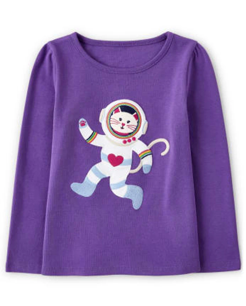 Girls Embroidered Astronaut Top - Comet Club