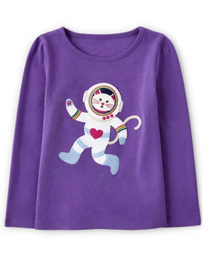 Girls Embroidered Astronaut Top - Comet Club