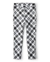 Girls Plaid Ponte Jeggings - Reindeer Cheer