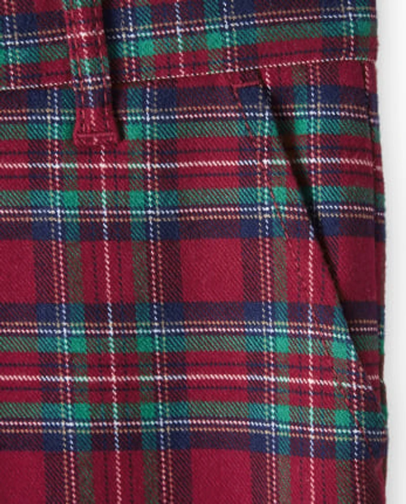Boys Plaid Dress Pants - Family Celebrations Red