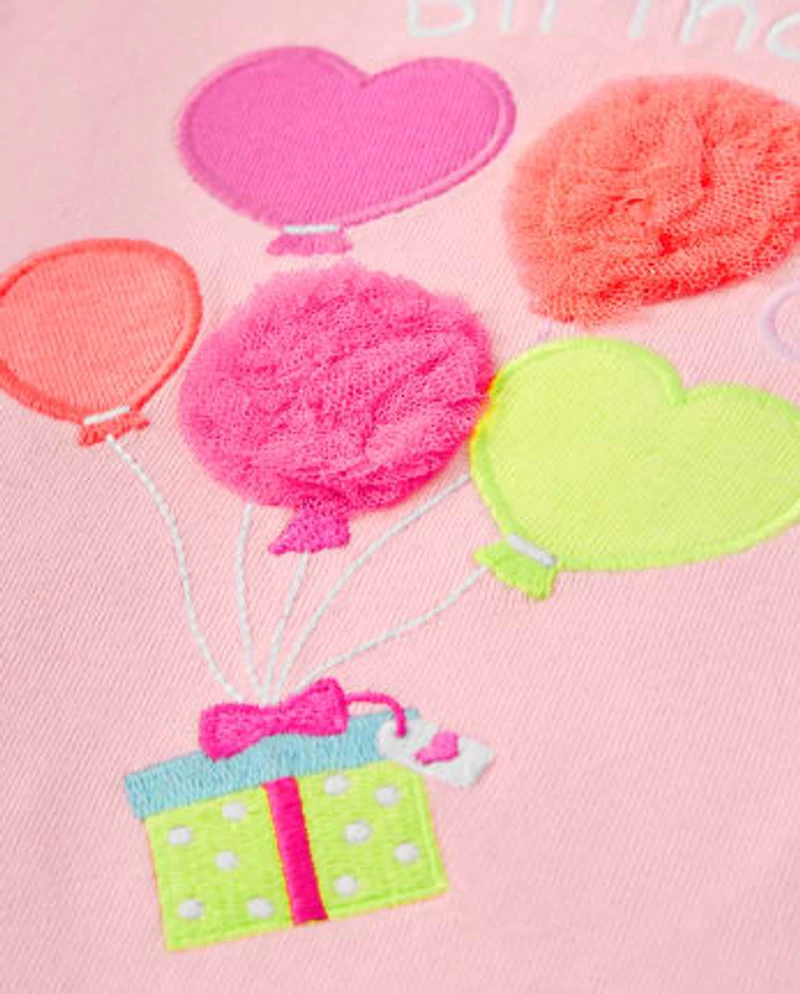 Girls Embroidered Balloons Top - Birthday Boutique
