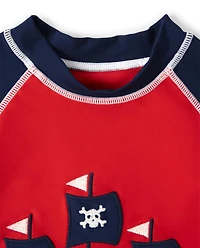 Rashguard pour garçon à motif de bateau pirate - Splish-Splash