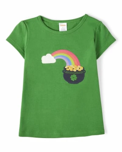 Girls Embroidered Rainbow Top - Little Leprechaun