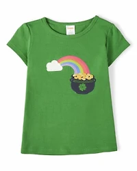 Girls Embroidered Rainbow Top - Little Leprechaun