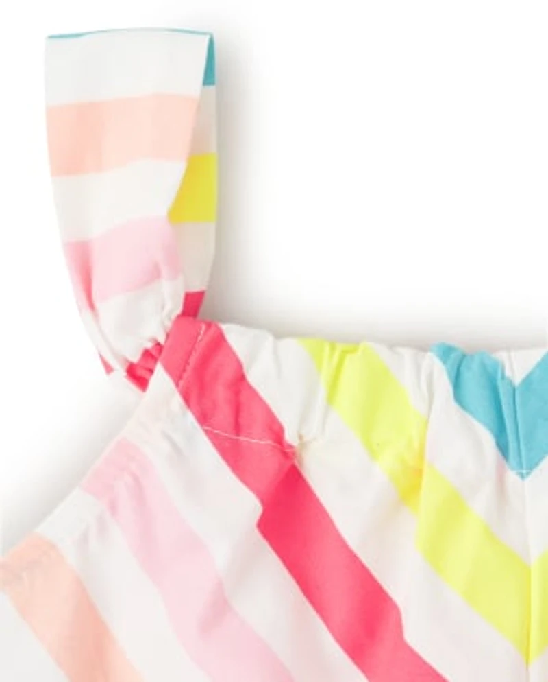 Girls Striped Bow Top - Popsicle Party