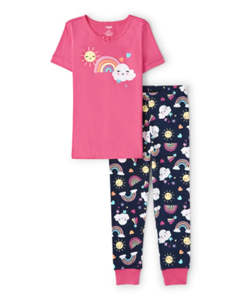 Girls Rainbow Snug Fit Cotton Pajamas - Gymmies