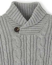Boys Cable Knit Shawl Sweater