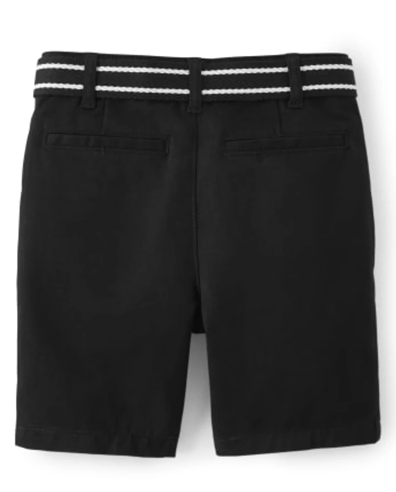 Boys Stain and Wrinkle-Resistant Belted Chino Shorts