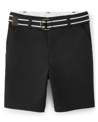 Boys Stain and Wrinkle-Resistant Belted Chino Shorts