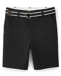 Boys Stain and Wrinkle-Resistant Belted Chino Shorts