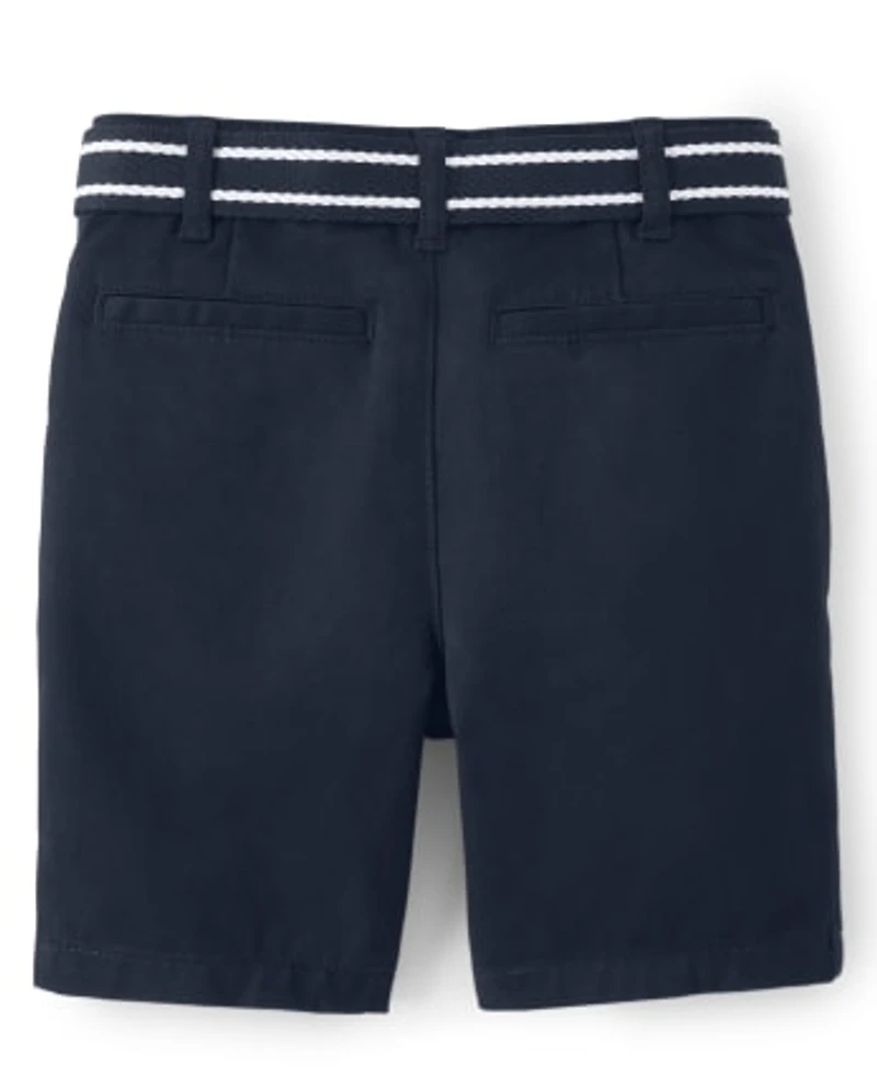 Boys Stain and Wrinkle-Resistant Belted Chino Shorts