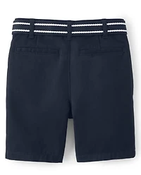 Boys Stain and Wrinkle-Resistant Belted Chino Shorts