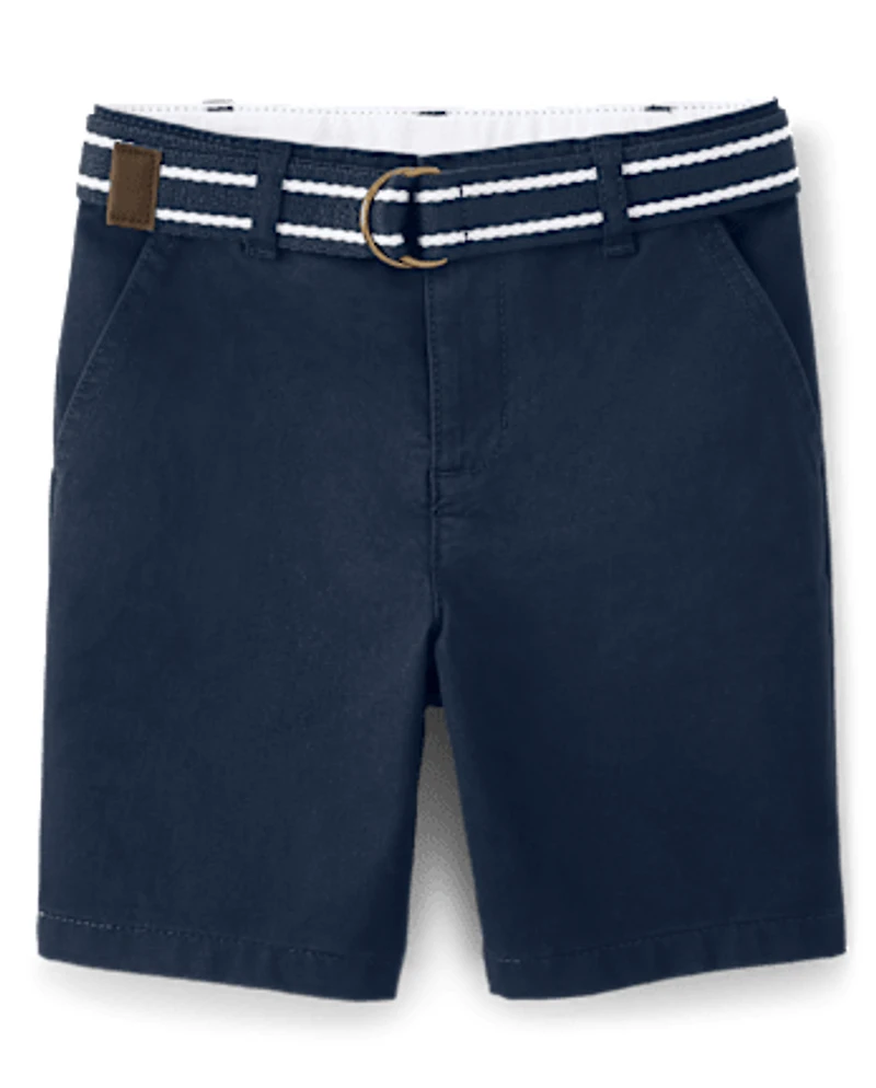 Boys Stain and Wrinkle-Resistant Belted Chino Shorts