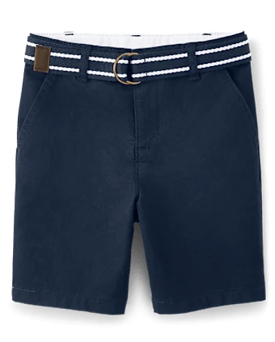 Boys Stain and Wrinkle-Resistant Belted Chino Shorts