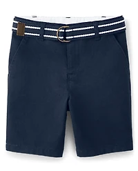 Boys Stain and Wrinkle-Resistant Belted Chino Shorts