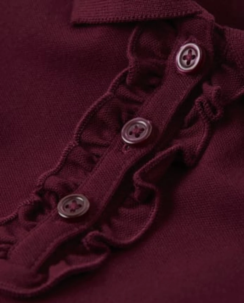 Girls Stain-Resistant Ruffle Polo