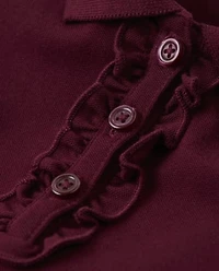Girls Stain-Resistant Ruffle Polo