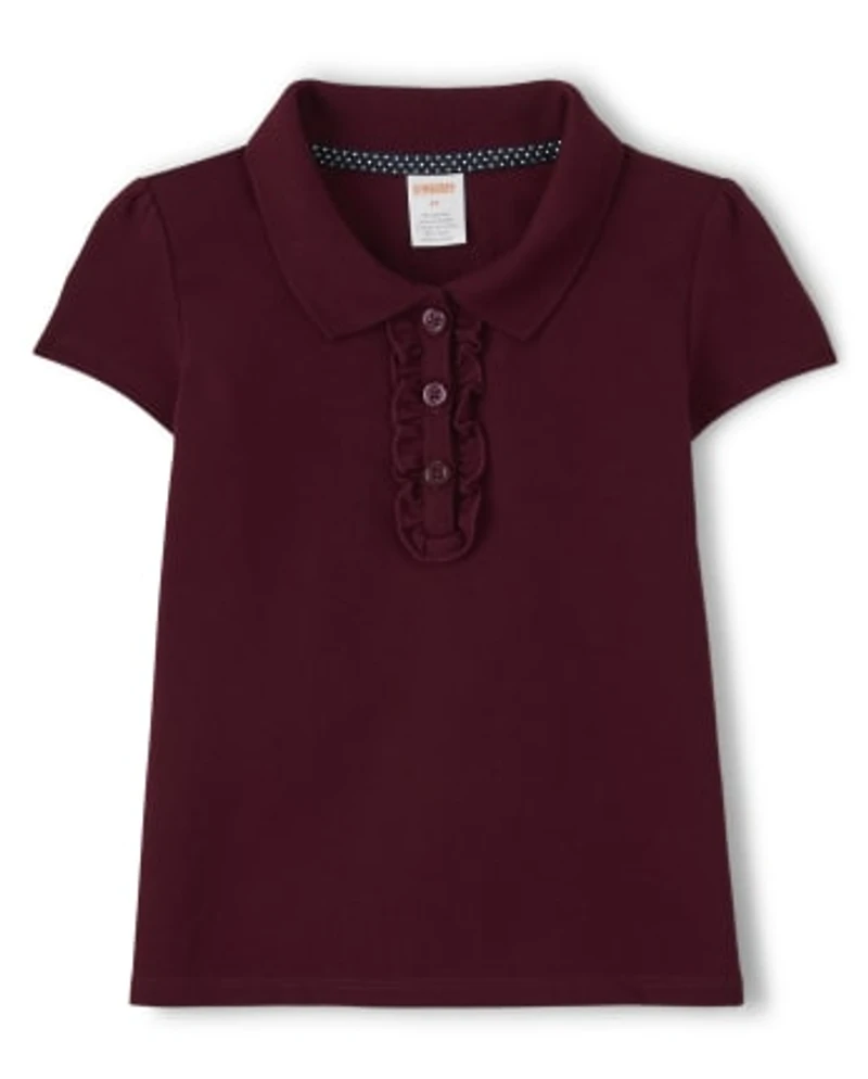 Girls Stain-Resistant Ruffle Polo
