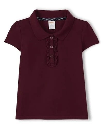Girls Stain-Resistant Ruffle Polo