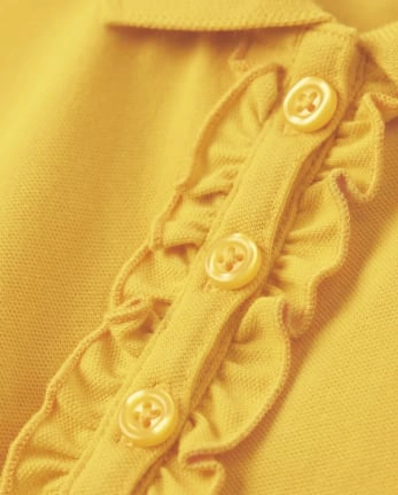 Girls Stain-Resistant Ruffle Polo