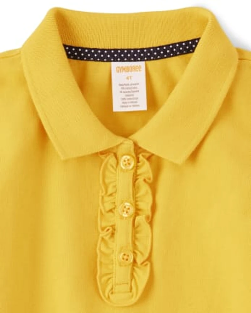 Girls Stain-Resistant Ruffle Polo