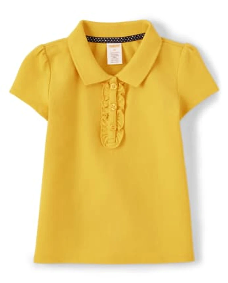 Girls Stain-Resistant Ruffle Polo