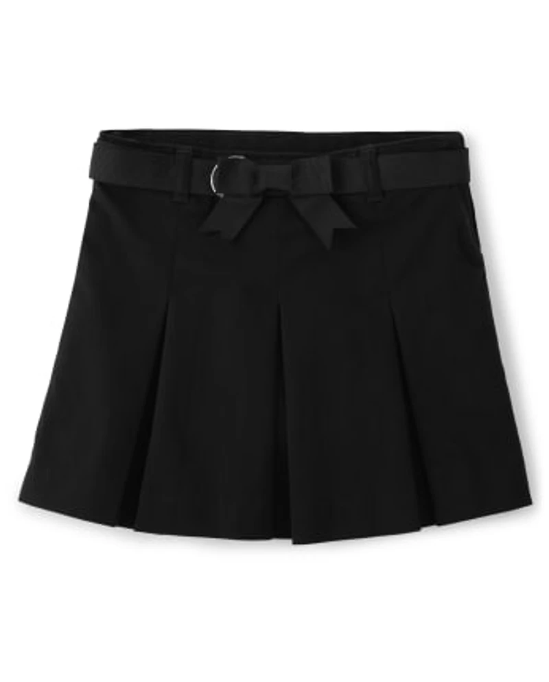 Girls Stain and Wrinkle-Resistant Pleated Skort