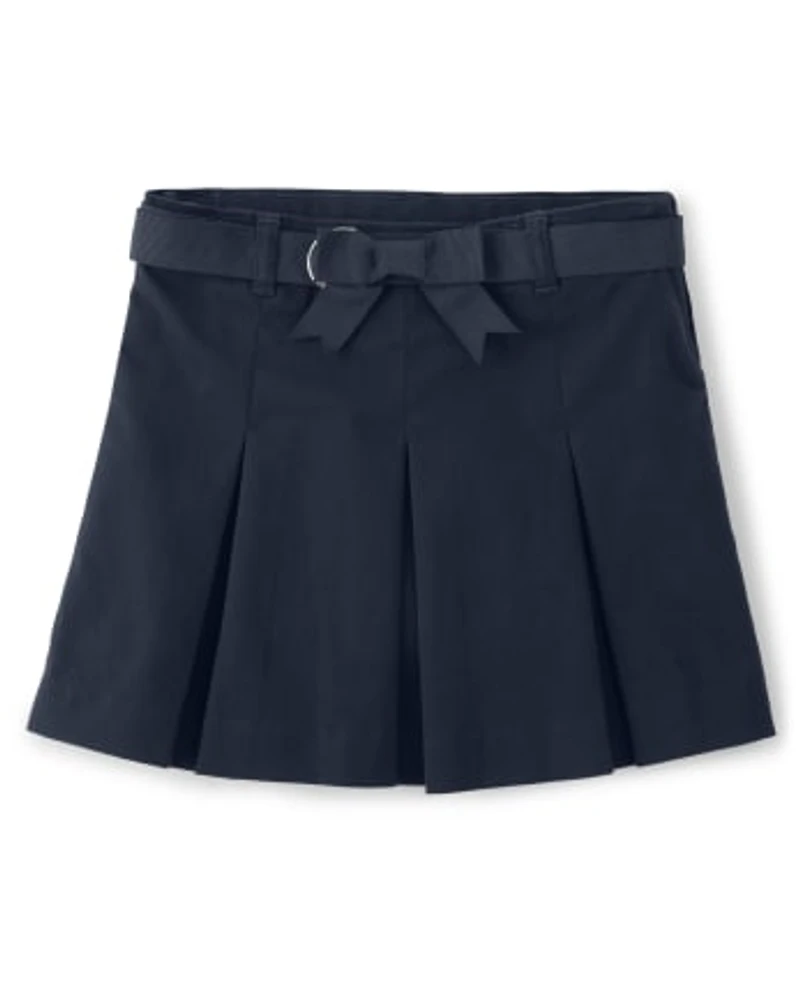 Girls Stain and Wrinkle-Resistant Pleated Skort