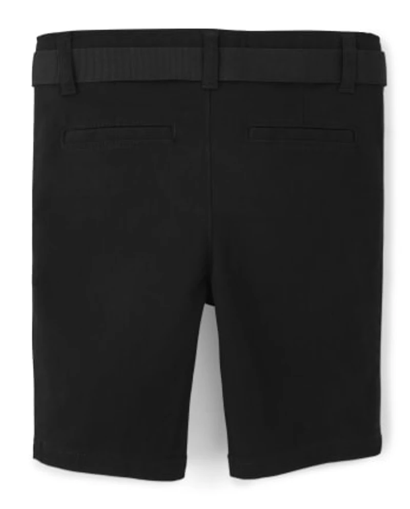 Girls Stain and Wrinkle-Resistant Belted Chino Shorts