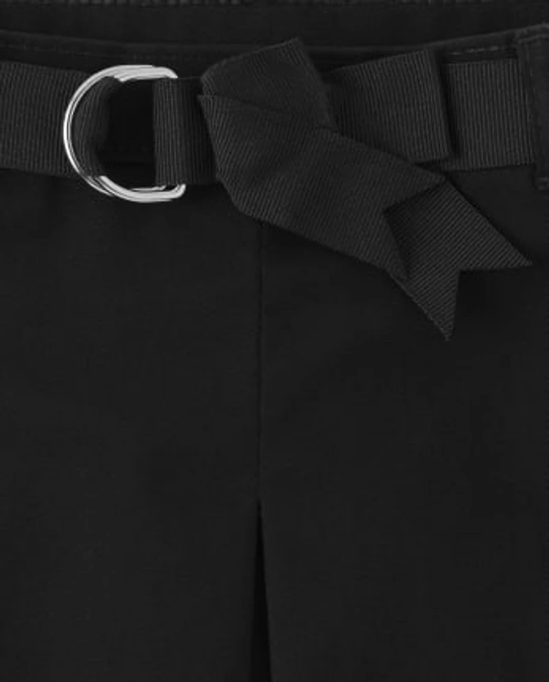 Girls Stain and Wrinkle-Resistant Belted Chino Shorts