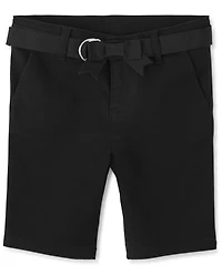Girls Stain and Wrinkle-Resistant Belted Chino Shorts