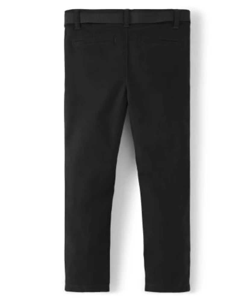 Pantalon chino ceinturé antitaches et infroissable pour fille
