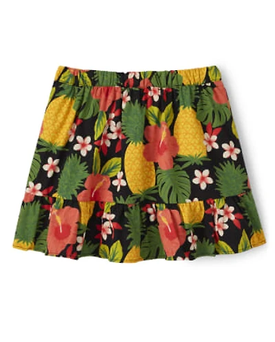 Girls Pineapple Ruffle Skort - Punch