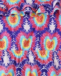 Girls Tie Dye Heart Ruffle Dress - Music Festival