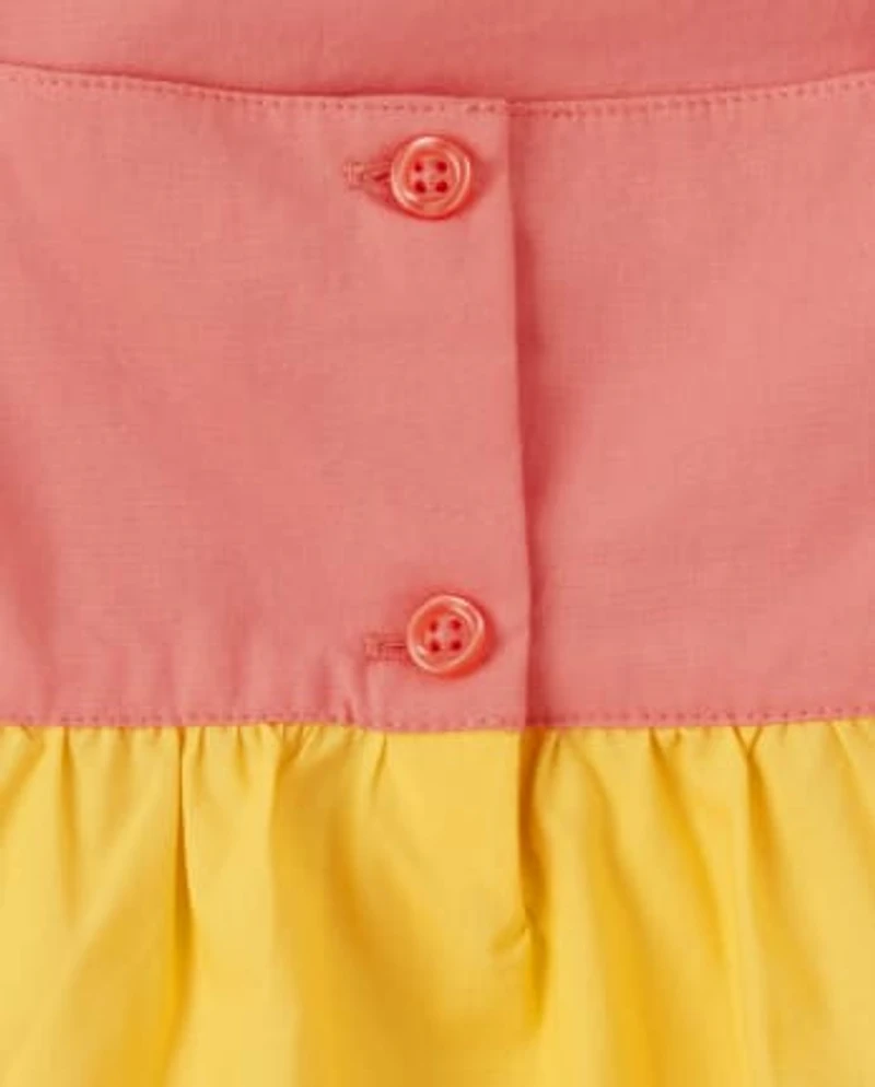 Fille à contraste de couleurs Tiered Top - Pineapple Punch