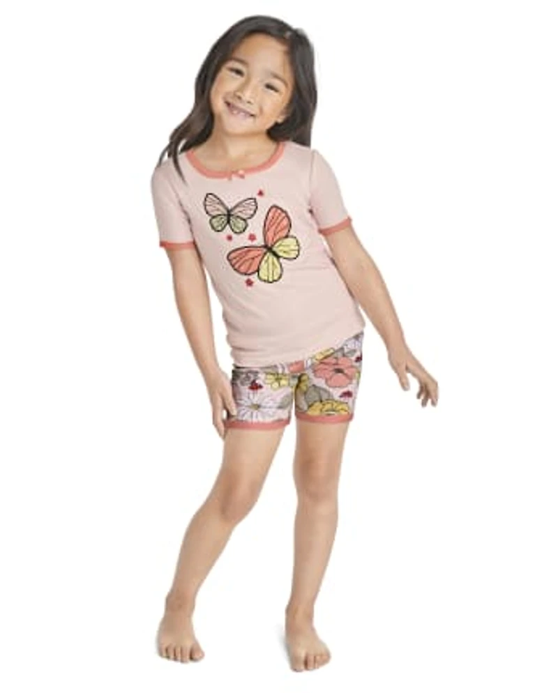 Girls Butterfly Snug Fit Cotton Pajamas - Gymmies