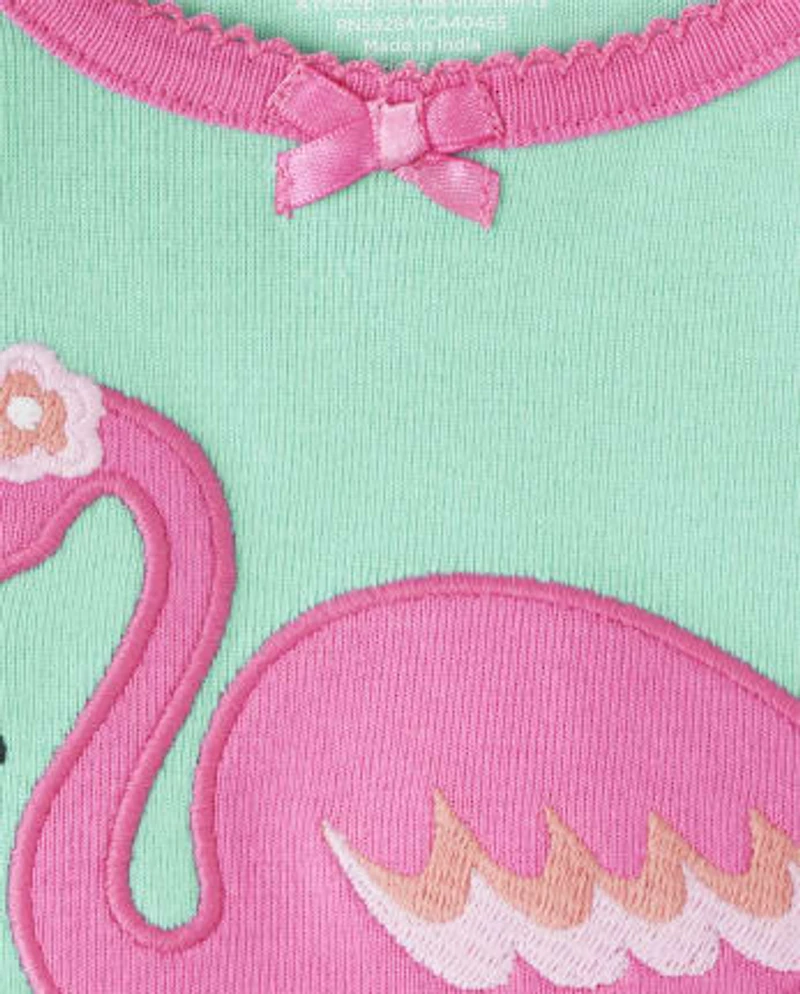 Girls Flamingo Snug Fit Cotton Pajamas - Gymmies