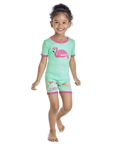 Girls Flamingo Snug Fit Cotton Pajamas - Gymmies