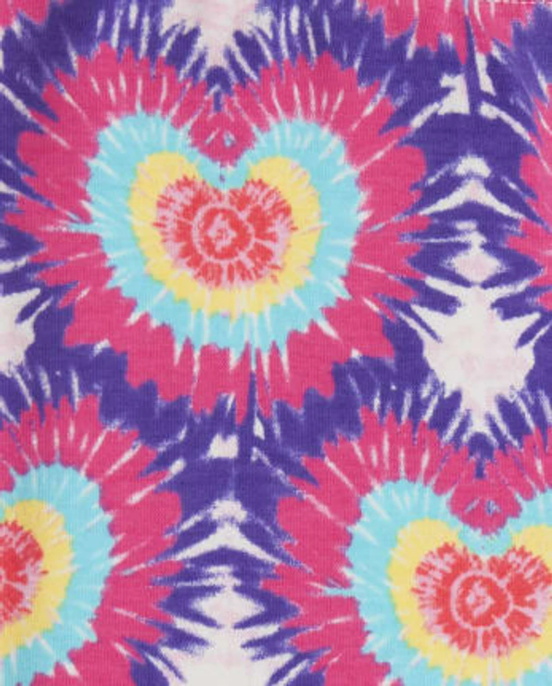 Girls Tie Dye Heart Capri Leggings - Music Festival