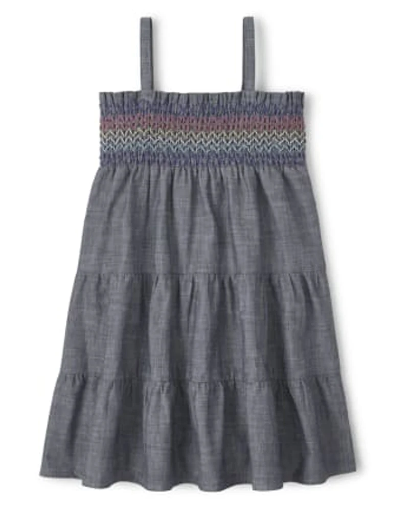 Girls Smocked Tiered Dress - Music Festival