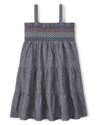 Girls Smocked Tiered Dress - Music Festival
