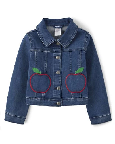 Girls Apple Denim Jacket - Head of the Class
