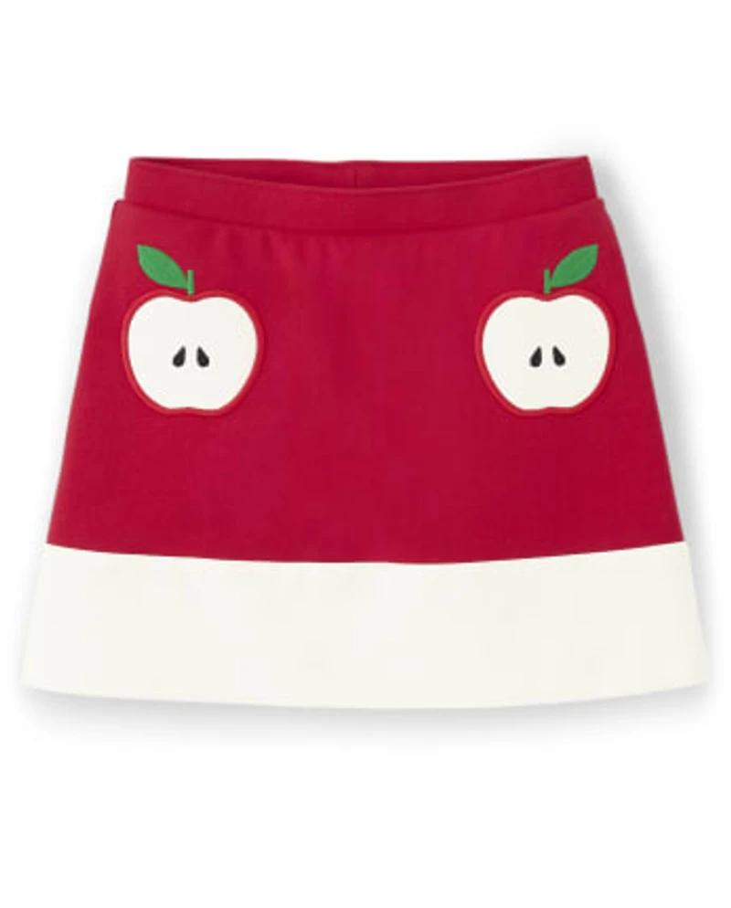 Girls Applique Apple Ponte Skort - Head of the Class