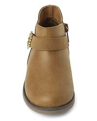 Girls Flower Buckle Booties