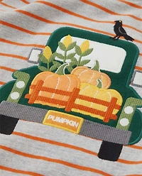Boys Striped Truck Top - Perfect Pumpkin